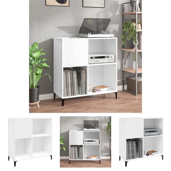 The Living Store Stereobänk vit 84,5x38x89 cm konstruerat trä -  Medieförvaring