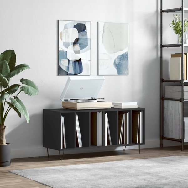 The Living Store Stereobänk svart 100x38x48 cm konstruerat trä - Medieförvaring
