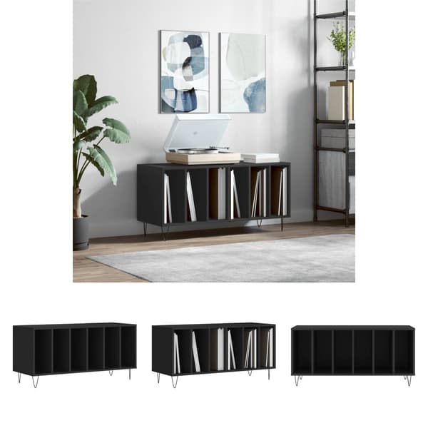 The Living Store Stereobänk svart 100x38x48 cm konstruerat trä -  Medieförvaring