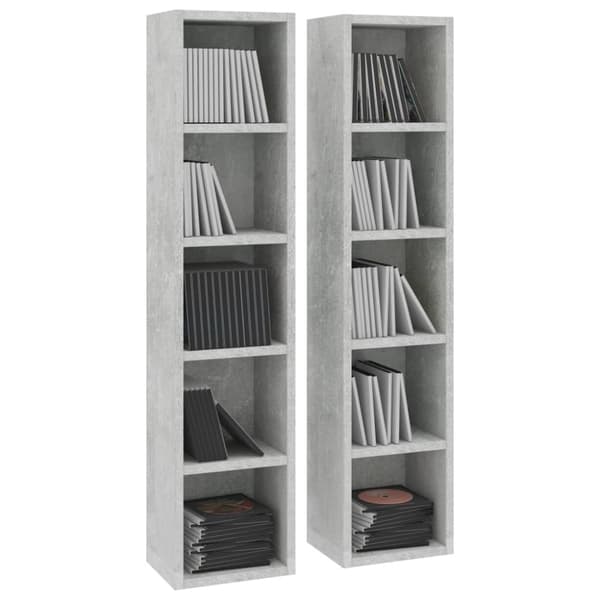 Medialaitekaapit & -telineet - Living CD-hyllyt 2 kpl betoninharmaa 21x16x93,5 cm tekninen puu