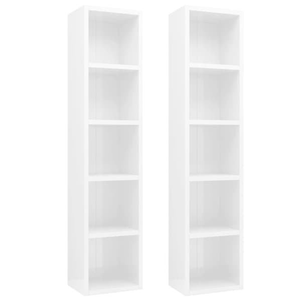 Medieopbevaring - Living CD-reoler 2 stk. 21x16x93,5 cm spånplade hvid højglans