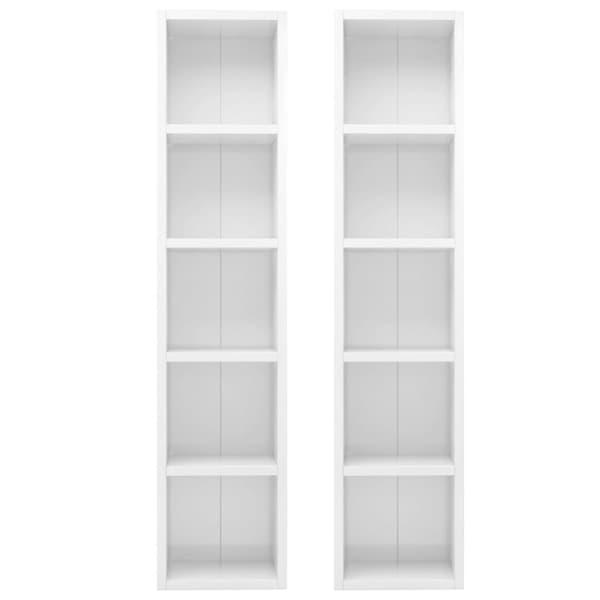 Medieopbevaring - Living CD-reoler 2 stk. 21x16x93,5 cm spånplade hvid højglans