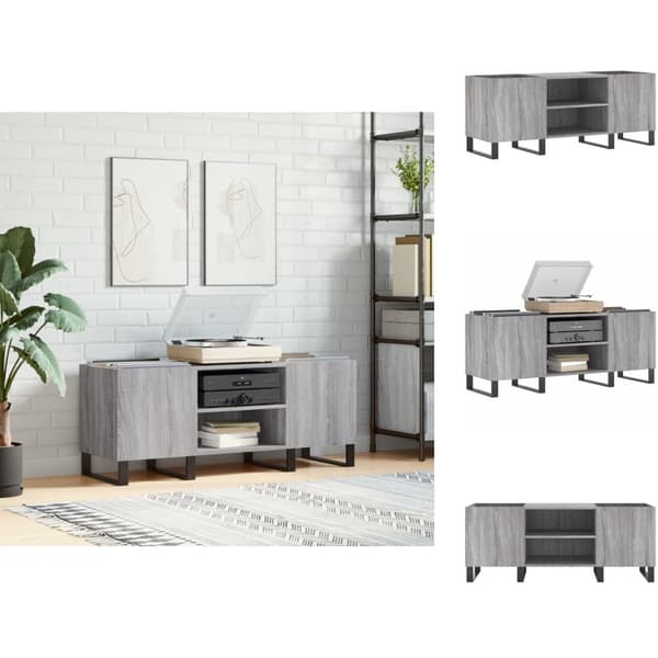 Medieopbevaring - Living vinylskab 121x38x48 cm konstrueret træ grå sonoma-eg