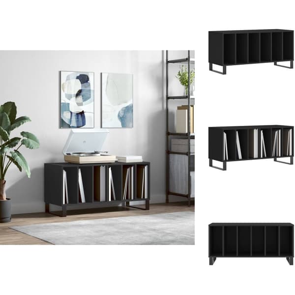 Medieopbevaring - Living vinylskab 100x38x48 cm konstrueret træ sort