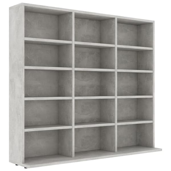 Medieopbevaring - Living cd-reol 102x23x89,5 cm konstrueret træ betongrå