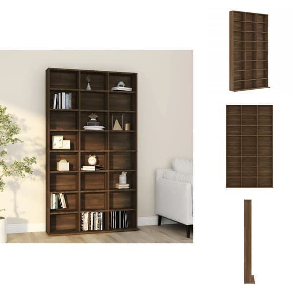 Medieopbevaring - Living reol 102x23x177,5 cm konstrueret træ brun egetræsfarve
