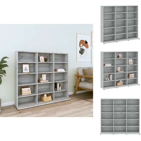Medialaitekaapit & -telineet - Living CD-hylly harmaa Sonoma 102x23x89,5 cm tekninen puu