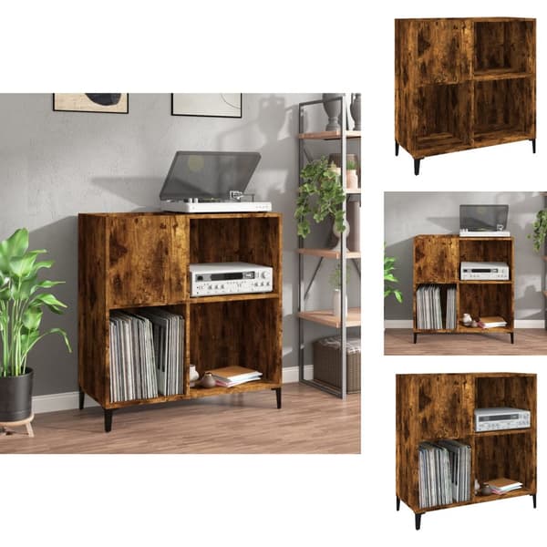 Medialaitekaapit & -telineet - Living LP-levyjen säilytyskaappi savutammi 84,5x38x89 cm tekninen puu