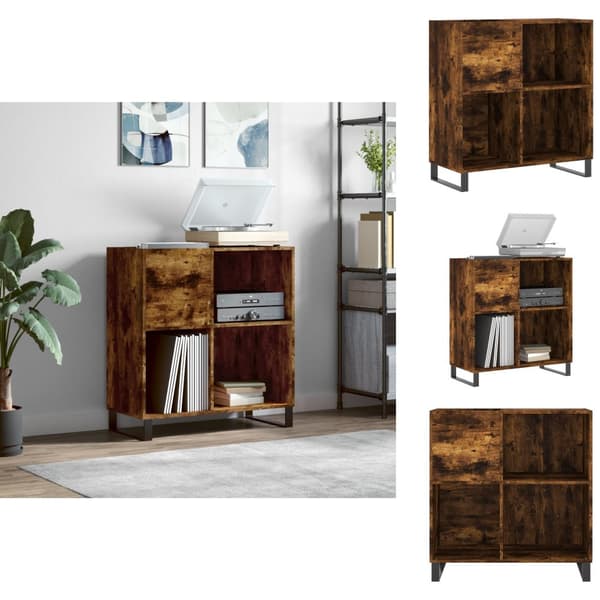 Medieopbevaring - Living vinylskab 84,5x38x89 cm konstrueret træ røget egetræsfarve