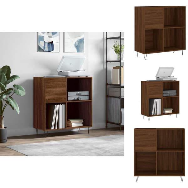 Medieopbevaring - Living vinylskab 84,5x38x89 cm konstrueret træ brun egetræsfarve