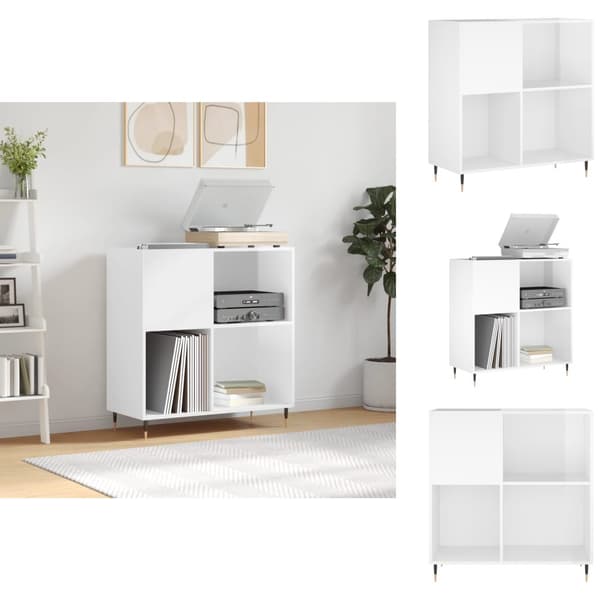 Medieförvaring - Living Stereobänk vit högglans 84,5x38x89 cm konstruerat trä