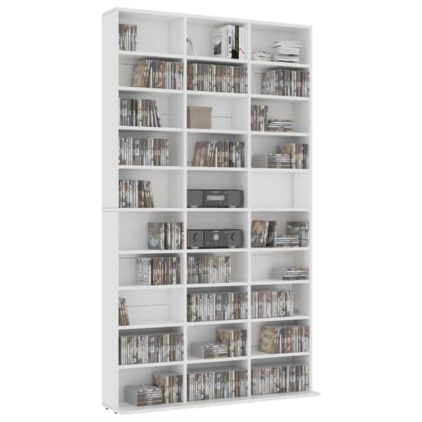 Medieförvaring - Living CD-hylla vit 102x16x177,5 cm konstruerat trä