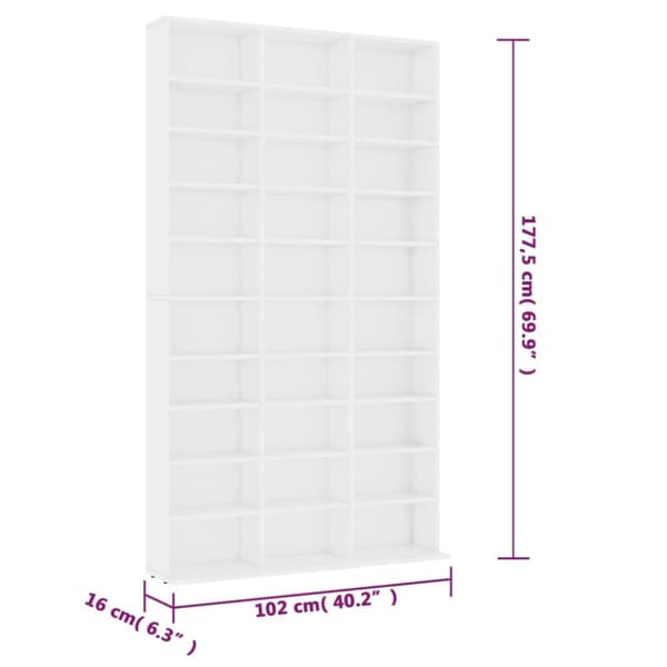 Medieförvaring - Living CD-hylla vit 102x16x177,5 cm konstruerat trä