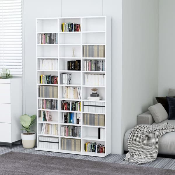 Medieförvaring - Living CD-hylla vit 102x16x177,5 cm konstruerat trä