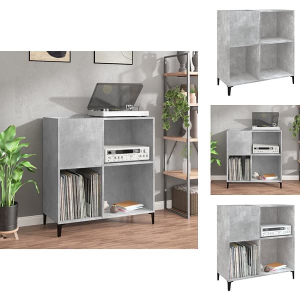 Medieopbevaring - Living vinylskab 84,5x38x89 cm konstrueret træ betongrå