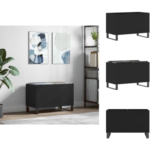 Medieopbevaring - Living vinylskab 74,5x38x48 cm konstrueret træ sort