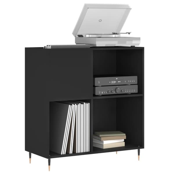 Medieopbevaring - Living vinylskab 84,5x38x89 cm konstrueret træ sort