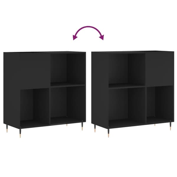 Medieopbevaring - Living vinylskab 84,5x38x89 cm konstrueret træ sort