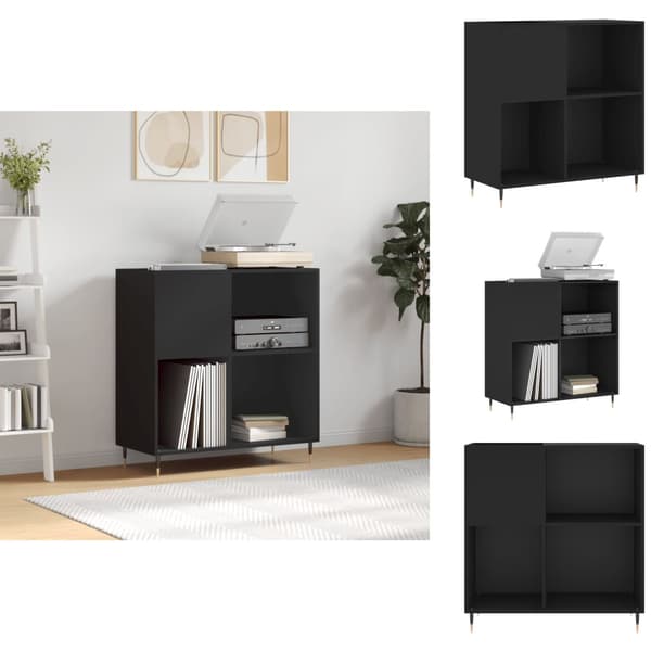 Medieopbevaring - Living vinylskab 84,5x38x89 cm konstrueret træ sort