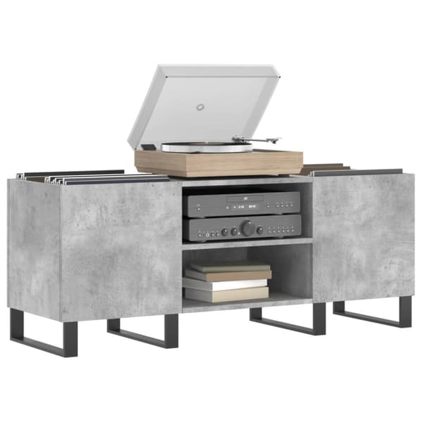 Medieopbevaring - Living vinylskab 121x38x48 cm konstrueret træ betongrå
