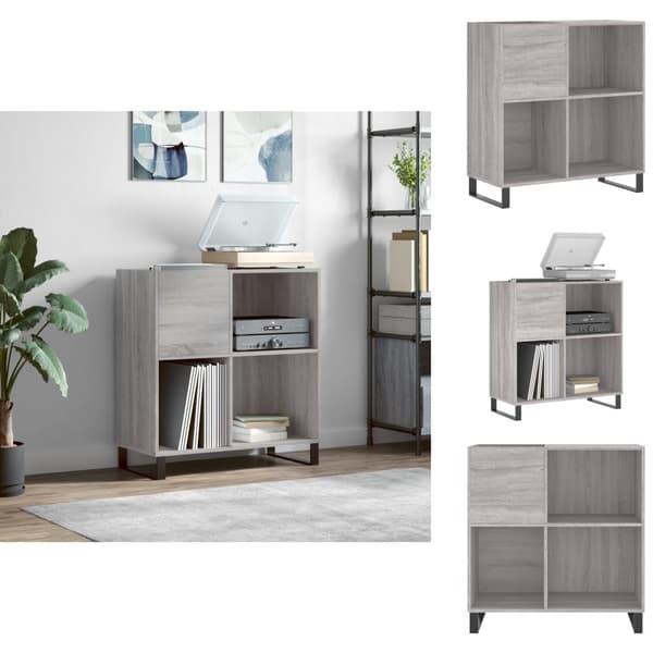 Medieopbevaring - Living vinylskab 84,5x38x39 cm konstrueret træ grå sonoma-eg