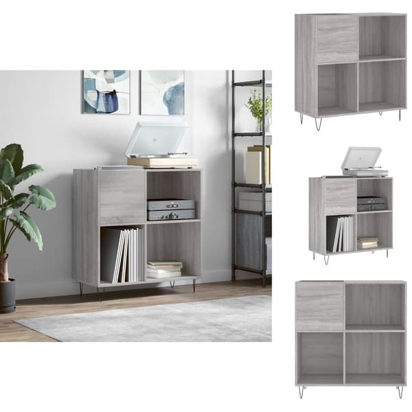 Medieopbevaring - Living vinylskab 84,5x38x39 cm konstrueret træ grå sonoma-eg
