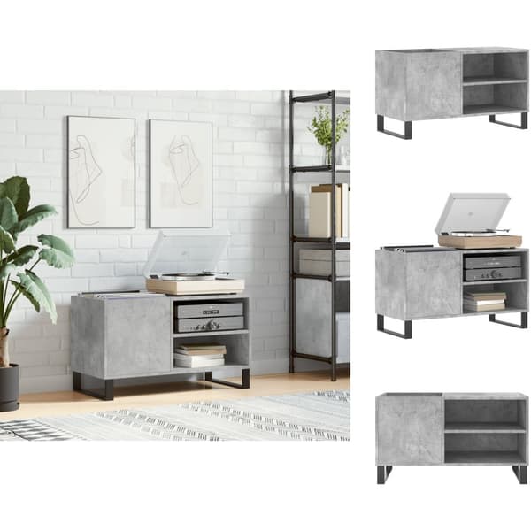 Medieopbevaring - Living vinylskab 85x38x48 cm konstrueret træ betongrå