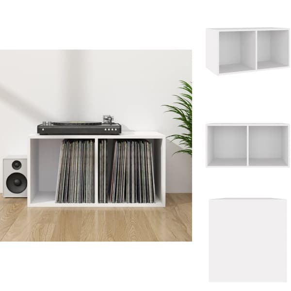 Medieopbevaring - Living opbevaringsreol til lp'er 71x34x36 cm konstrueret træ hvid