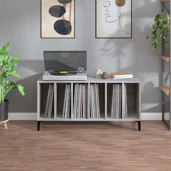 Medieopbevaring - Living vinylskab 100x38x48 cm konstrueret træ grå sonoma-eg