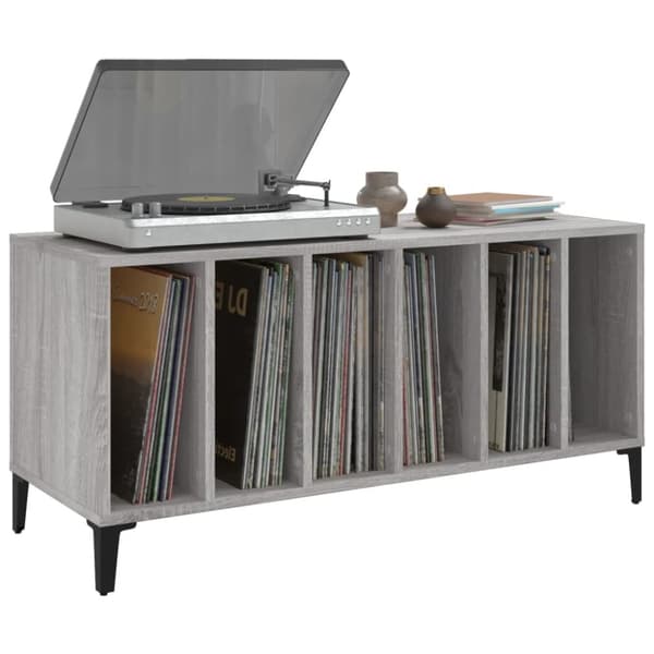 Medieopbevaring - Living vinylskab 100x38x48 cm konstrueret træ grå sonoma-eg