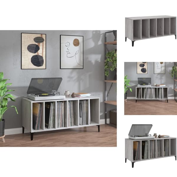 Medieopbevaring - Living vinylskab 100x38x48 cm konstrueret træ grå sonoma-eg