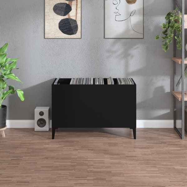 Medieopbevaring - Living vinylskab 74,5x38x48 cm konstrueret træ sort