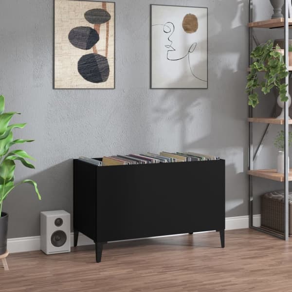 Medieopbevaring - Living vinylskab 74,5x38x48 cm konstrueret træ sort