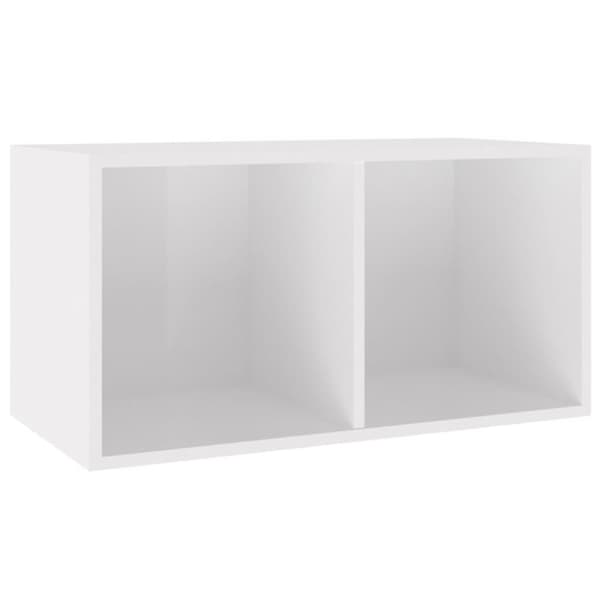 Medialaitekaapit & -telineet - Living Vinyylilevyjen säilytyslaatikko valk.71x34x36 cm tekninen puu