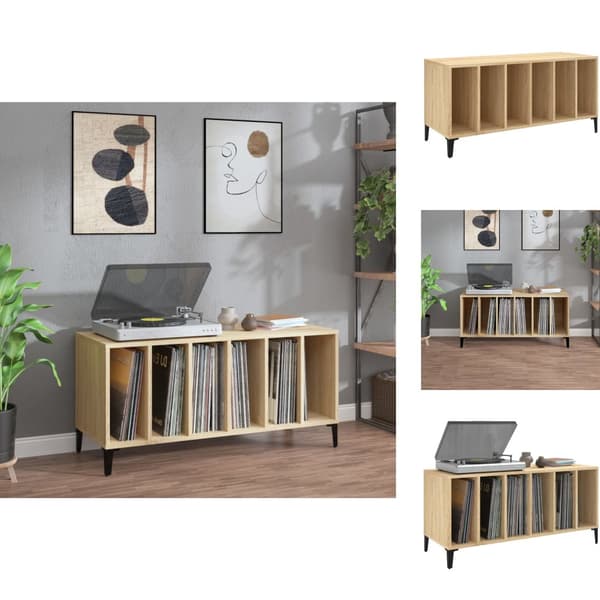 Medieopbevaring - Living vinylskab 100x38x48 cm konstrueret træ sonoma-eg