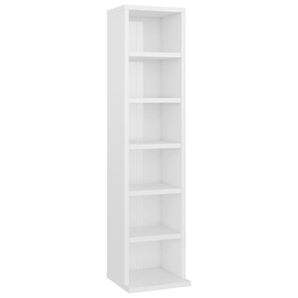 Medieopbevaring - Living cd-reol 21x20x88 cm konstrueret træ hvid højglans