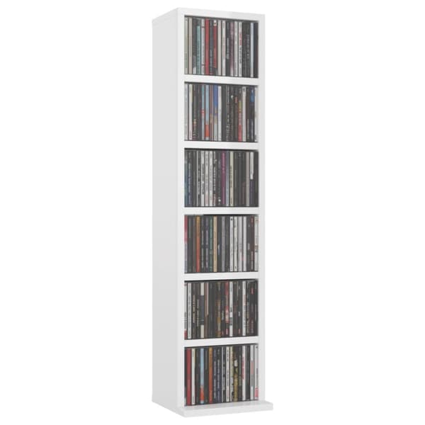 Medieopbevaring - Living cd-reol 21x20x88 cm konstrueret træ hvid højglans