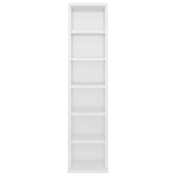 Medieopbevaring - Living cd-reol 21x20x88 cm konstrueret træ hvid højglans