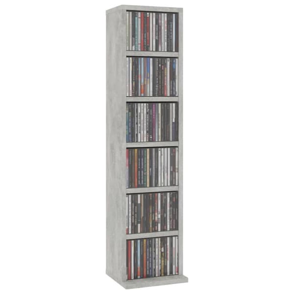 Medieopbevaring - Living cd-reol 21x20x88 cm konstrueret træ betongrå
