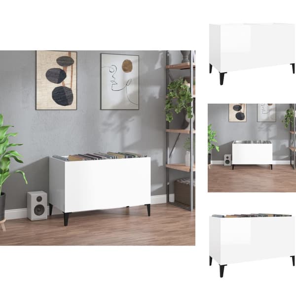 Medieopbevaring - Living vinylskab 74,5x38x48 cm konstrueret træ hvid højglans
