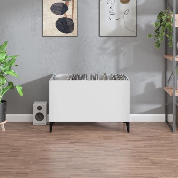 Medialaitekaapit & -telineet - Living LP-levyjen säilytyskaappi valkoinen 74,5x38x48 cm tekninen puu