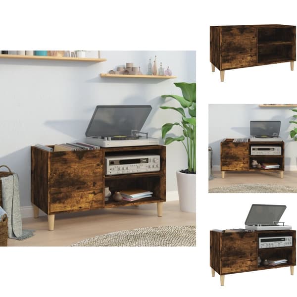 Medieopbevaring - Living vinylskab 84,5x38x48 cm konstrueret træ røget egetræsfarve