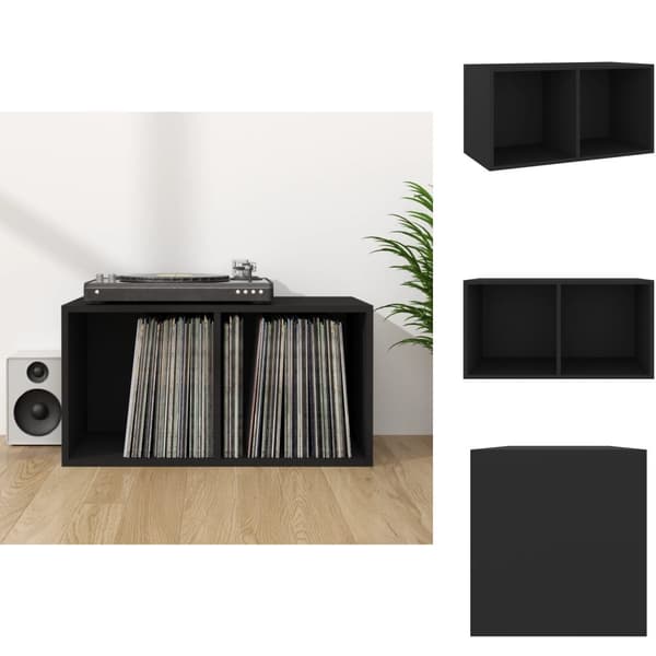 Medieförvaring - Living Vinylhylla svart 71x34x36 cm konstruerat trä