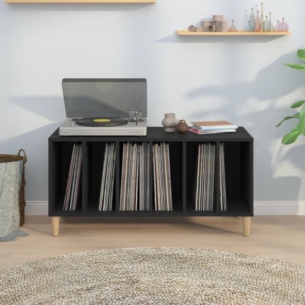 Medieopbevaring - Living vinylskab 100x38x48 cm konstrueret træ sort