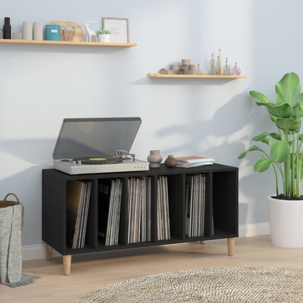 Medieopbevaring - Living vinylskab 100x38x48 cm konstrueret træ sort