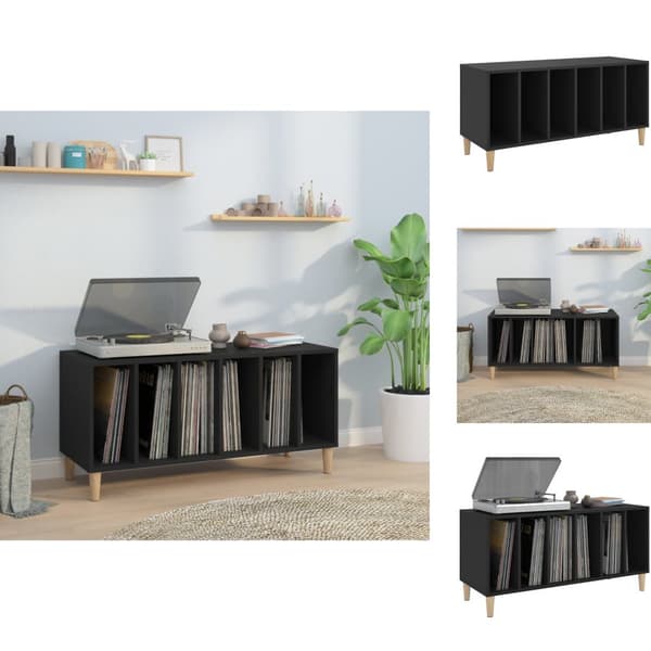 Medieopbevaring - Living vinylskab 100x38x48 cm konstrueret træ sort
