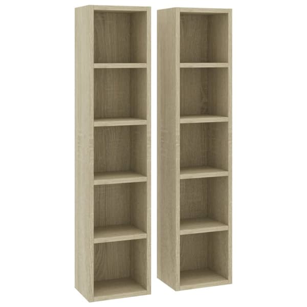 Medialaitekaapit & -telineet - Living CD-hyllyt 2 kpl Sonoma-tammi 21x16x93,5 cm tekninen puu
