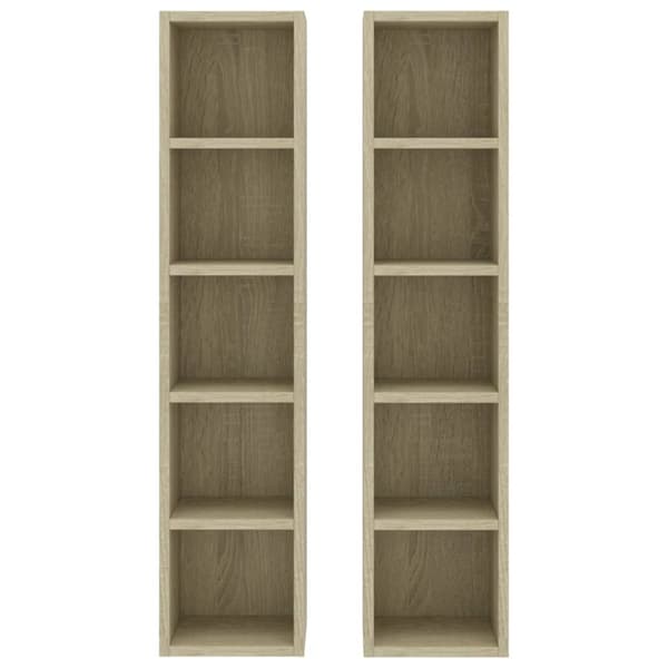 Medialaitekaapit & -telineet - Living CD-hyllyt 2 kpl Sonoma-tammi 21x16x93,5 cm tekninen puu