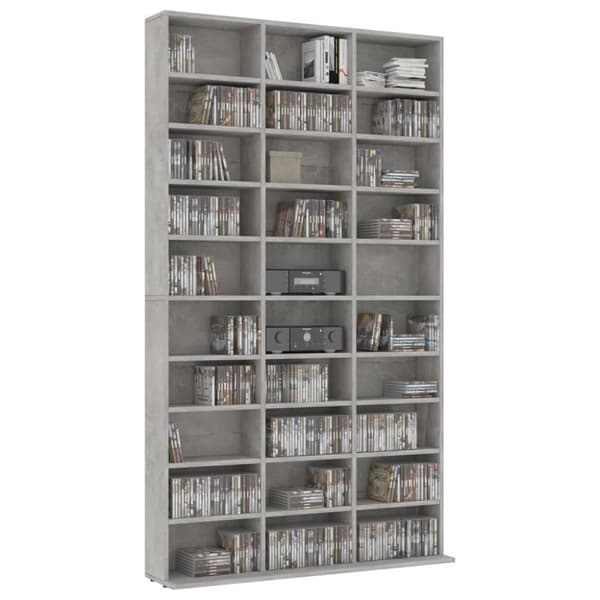 Medieopbevaring - Living cd-reol 102x16x177,5 cm konstrueret træ betongrå