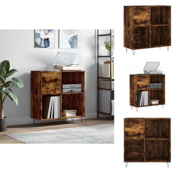 Medieopbevaring - Living vinylskab 84,5x38x89 cm konstrueret træ røget egetræsfarve